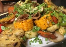 close up picture of grilled vegetables at el del frente in old havana, cuba