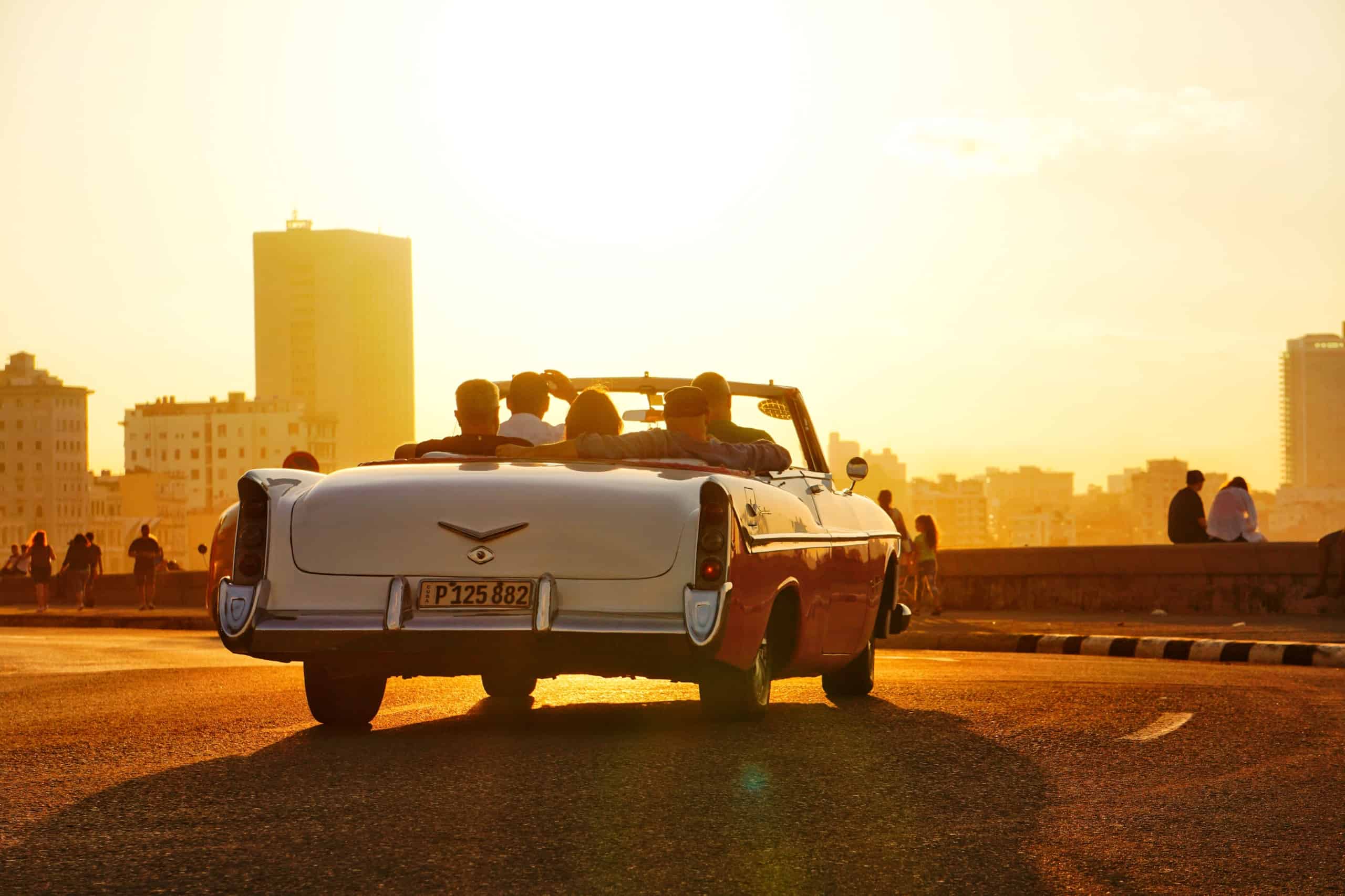 Classic car at sunset in Havana