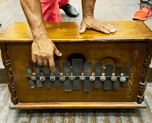 1 - Santiago Music Tours Photos - Havana Music Tours, Marimbula music instrument from Changuí de La Maya Group
