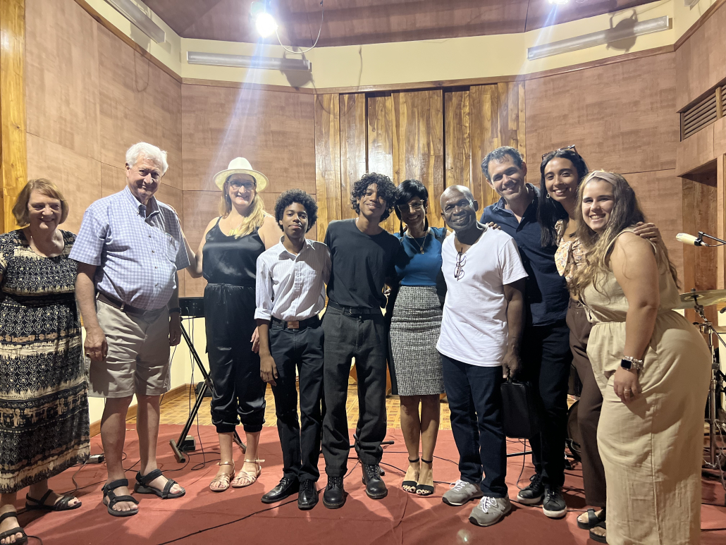 Havana Music Tours guests with the Abreu Brothers during a studio visit in November 2023